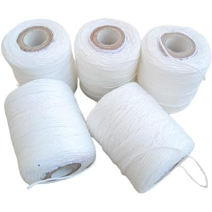 Sorzy 50 Gram Cotton Yarn Thread Roll Unbreakable For Flower Garland Making And Other Crafts, White, Pack Of 5