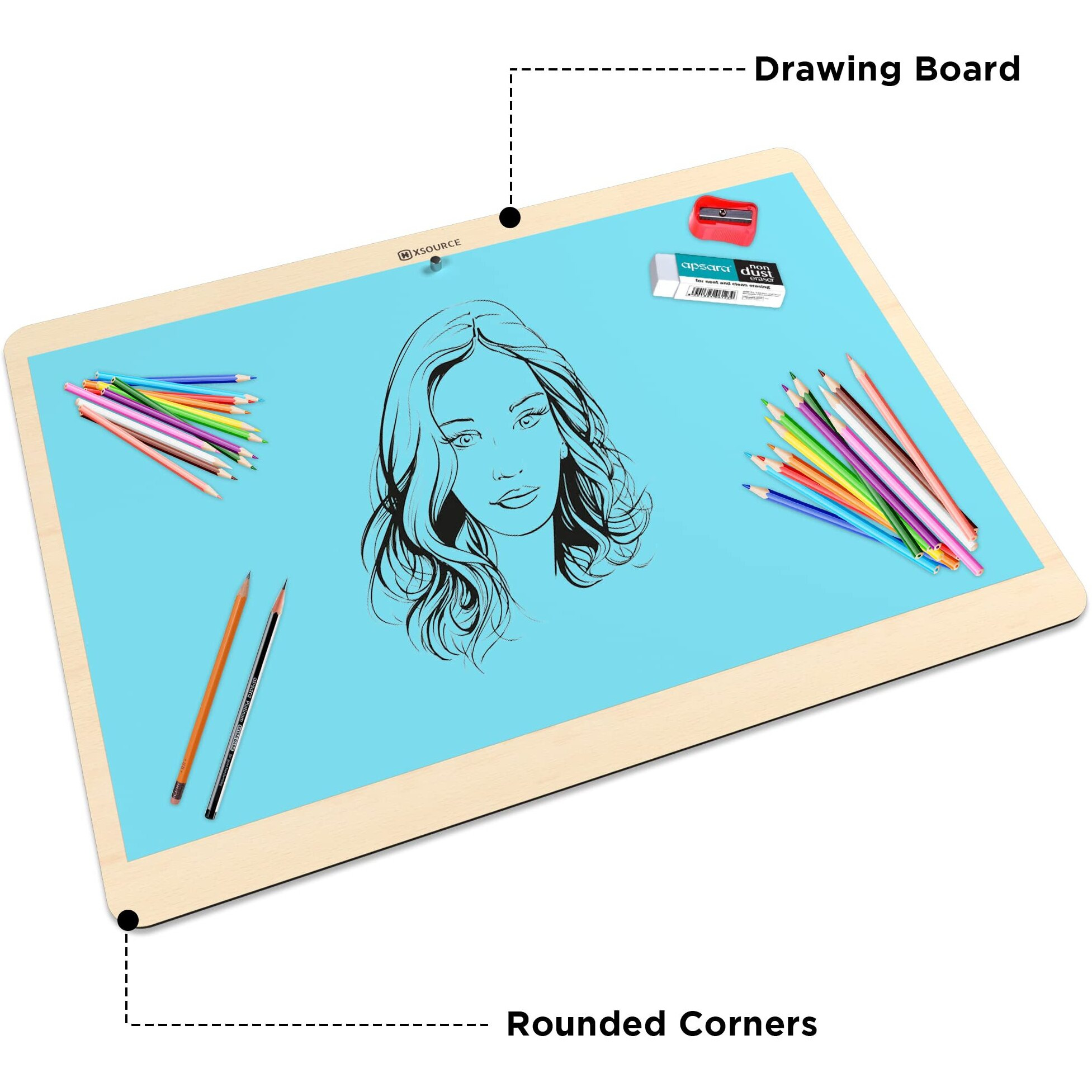 Xsource Wooden Lightweight Drawing Board 17 X 24 Inch A2 Size Both Side Pre Laminated Drawing Board With Magnet For Kids Artists Architect Engineering Drawing Students (A2-Bsl-Magnet)