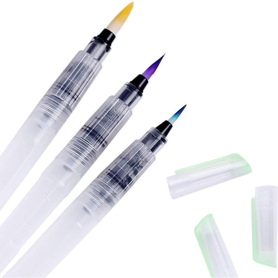 Amigozz 3 Sizes Water Brush Pen For Watercolor Calligraphy Drawing Tool Marker,White
