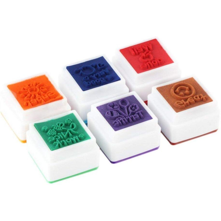 EsKube Motivation Kids Stamp Set Sticker School Scrapbooking Stamp Diy Teachers Self Inking Praise Reward Stamps(Ink Pad Not Included) - Set Of 6 Pcs