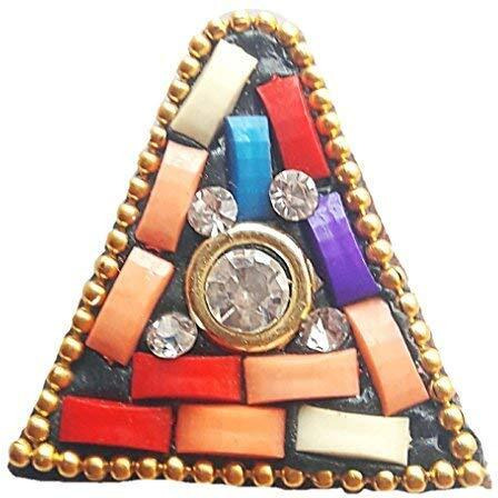 Paushak Boutique Wooden Triangular Multicolour Designer Button For Indian Dresses For Kurties,Gowns And Party Wears Dresses (Piece Of 5)