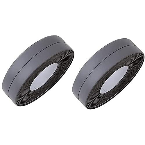 Onicorn Caulk Strip Pe Flexible Self Adhesive Tape Waterproof Sealing Tape Sealant Strip For Kitchen Bathtub Bathroom Sink Floor Shower Toilet Wall Edge Protector (2 Pcs) (Grey)
