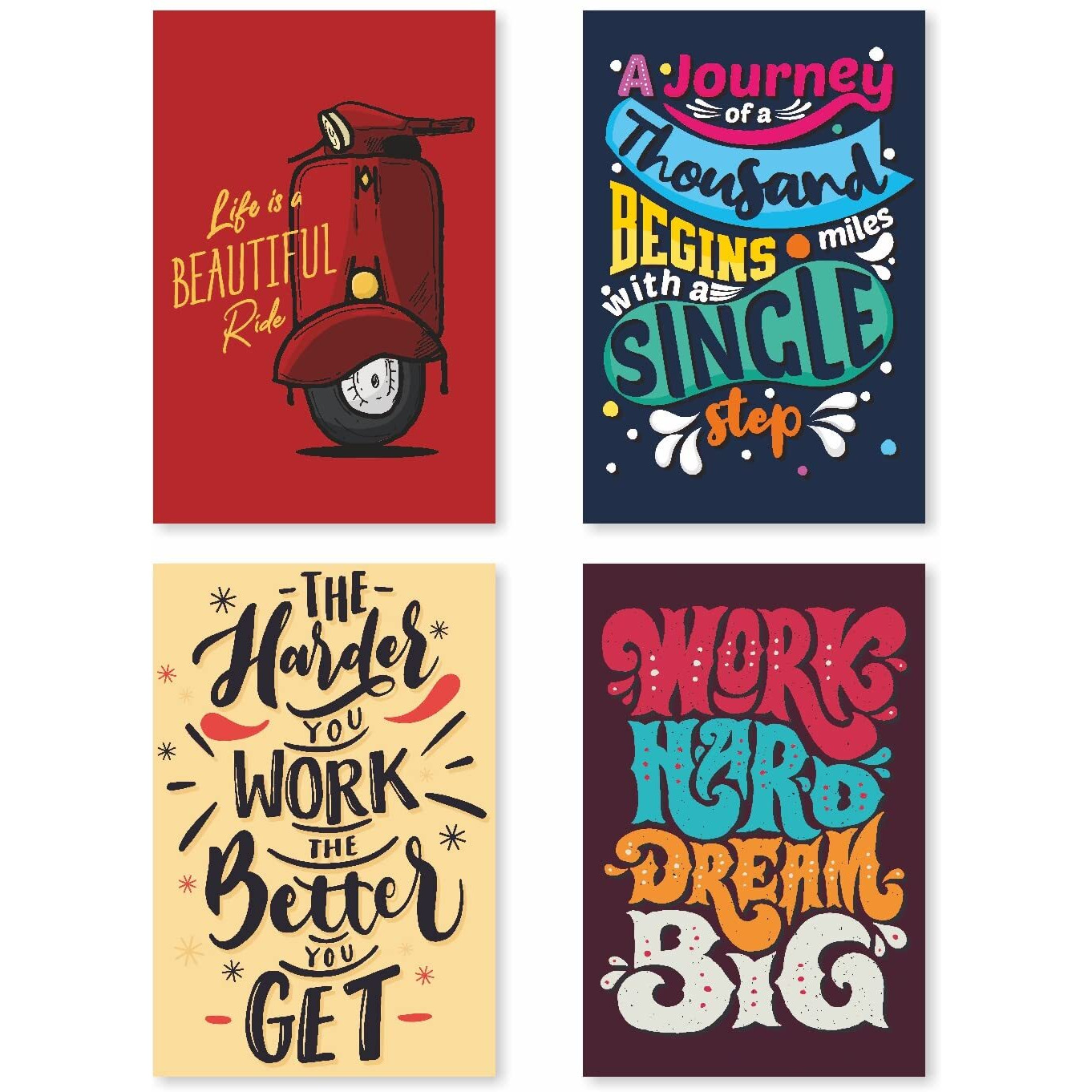 Sr Creative Craft Motivational Posters For Office And Student Room Walls With Adhesive Strips (Unframed & 300Gsm) (45 Cm X 30 Cm X 0.2 Cm & Pack Of 10), Multicolor