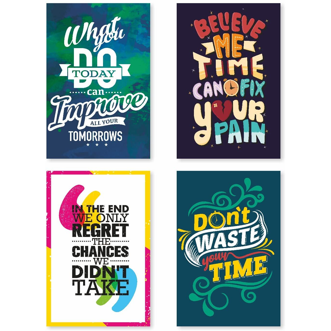 Sr Creative Craft Motivational Posters For Office And Student Room Walls With Adhesive Strips (Unframed & 300Gsm) (45 Cm X 30 Cm X 0.2 Cm & Pack Of 10), Multicolor