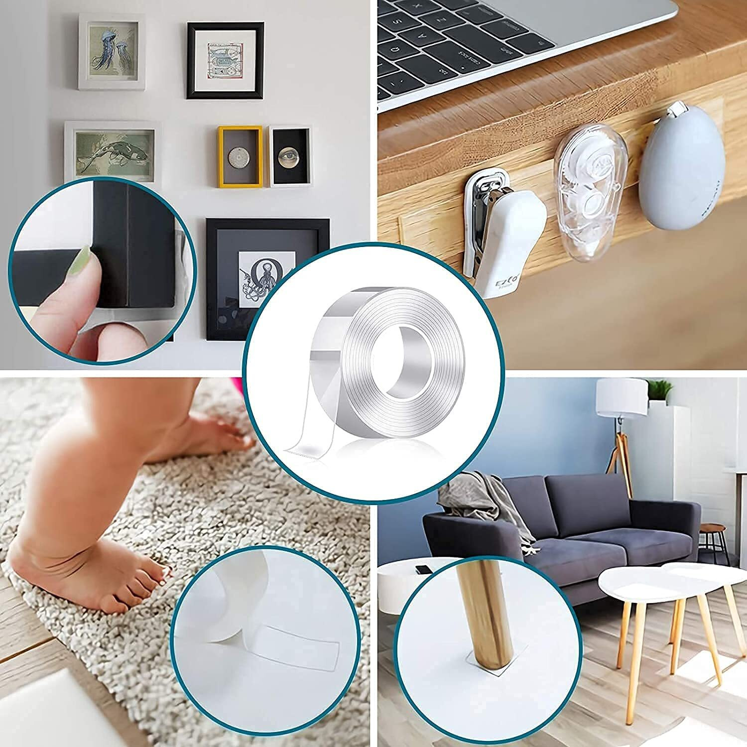 Daluci Double Sided Tape Heavy Duty - Multipurpose Strong Adhesive Tape For Walls And Clothes - Waterproof, Washable, Reusable - Ideal For Home Walls - Strong Grip Tape