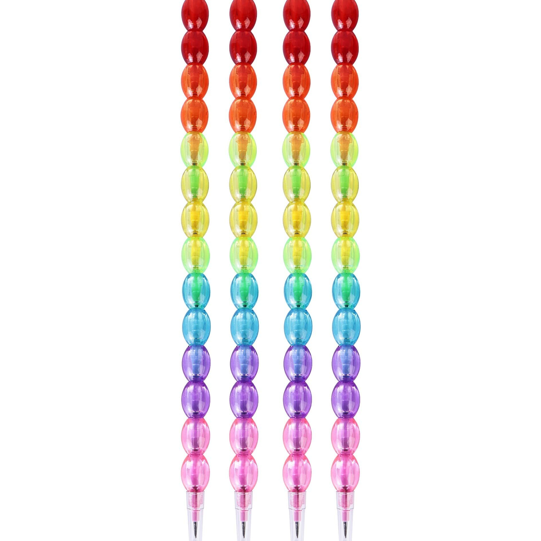 Worison Pearls Moti Design Non-Sharpening Stacking Pencil Set Of 4Pc, 14 Pearls In Each Pencil