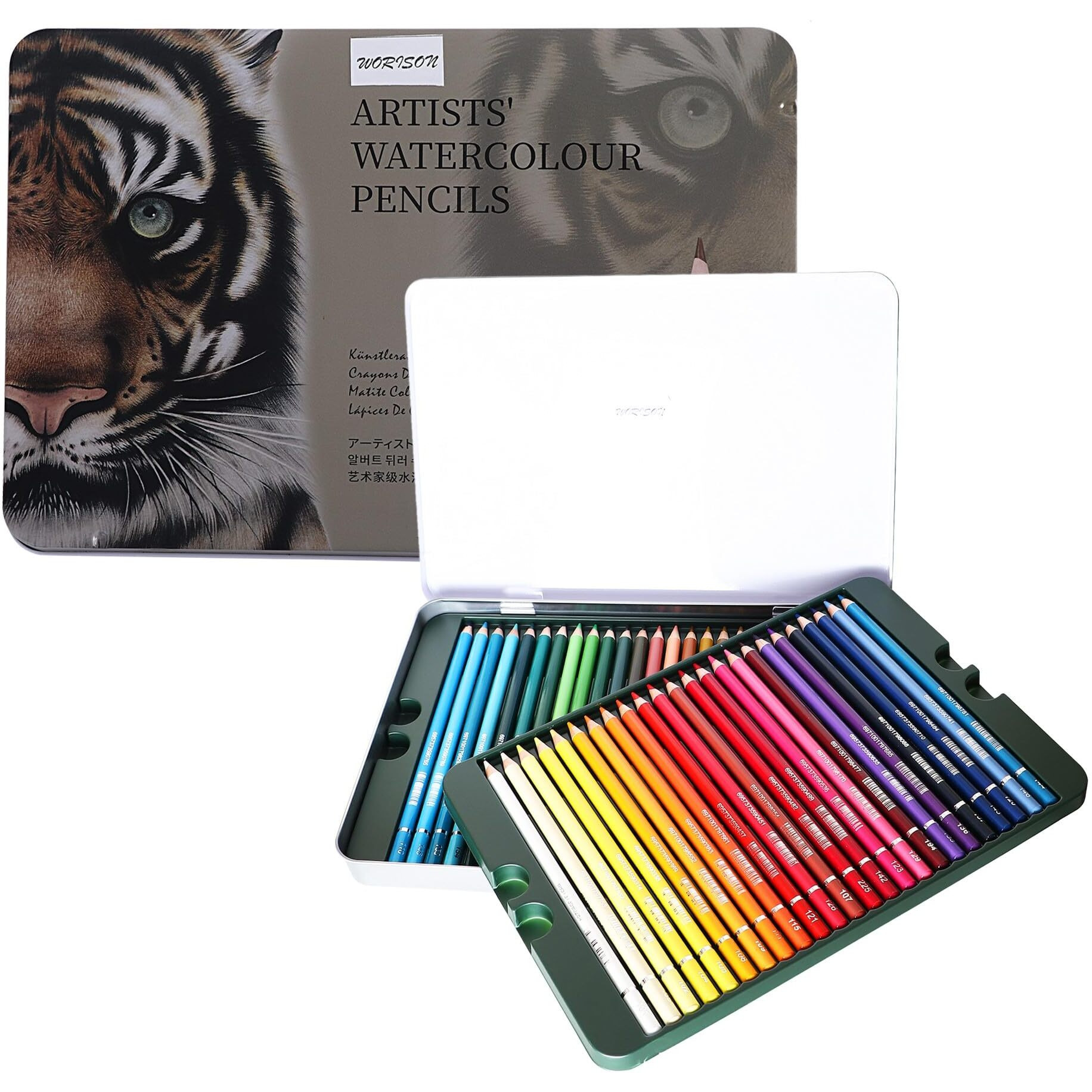Worison 48 Water Color Water Soluble Pencil Set In Metal Tin Case