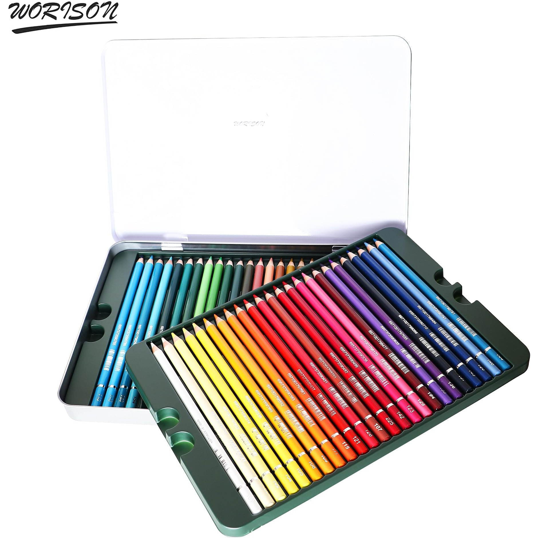 Worison 48 Water Color Water Soluble Pencil Set In Metal Tin Case