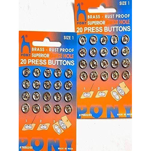 Paushak Boutique (Snap Fasteners) Pony Tich Buttons Size1 (2 Cards)
