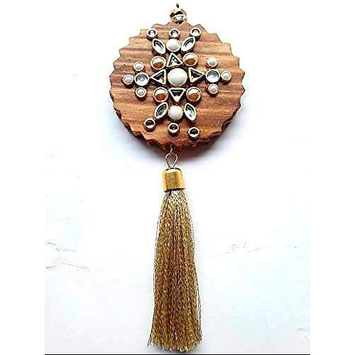 Paushak Boutique Beautiful Wooden Kundan Tassel Button For Indian Dresses For Kurties,Gowns And Party Wears Dresses (Piece Of 1)