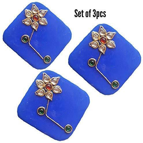 Paushak Boutique Royal Blue Kundan Handwork Button For Indian Dresses For Kurties,Gowns And Party Wears Dresses (Piece Of 3)