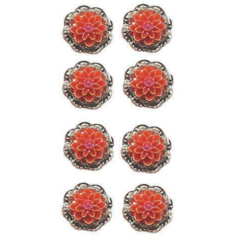 Paushak Boutique Beautiful Orange Lotus Dull Golden Button For Indian Dresses For Kurties,Gowns And Party Wears Dresses (Set Of 4)