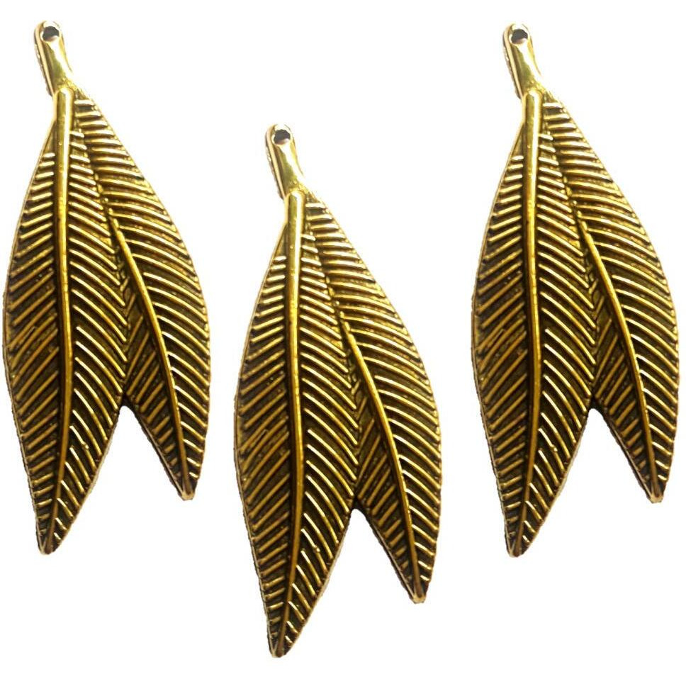 Paushak Boutique Antique Golden Designer Leaf Button (Piece Of 5)