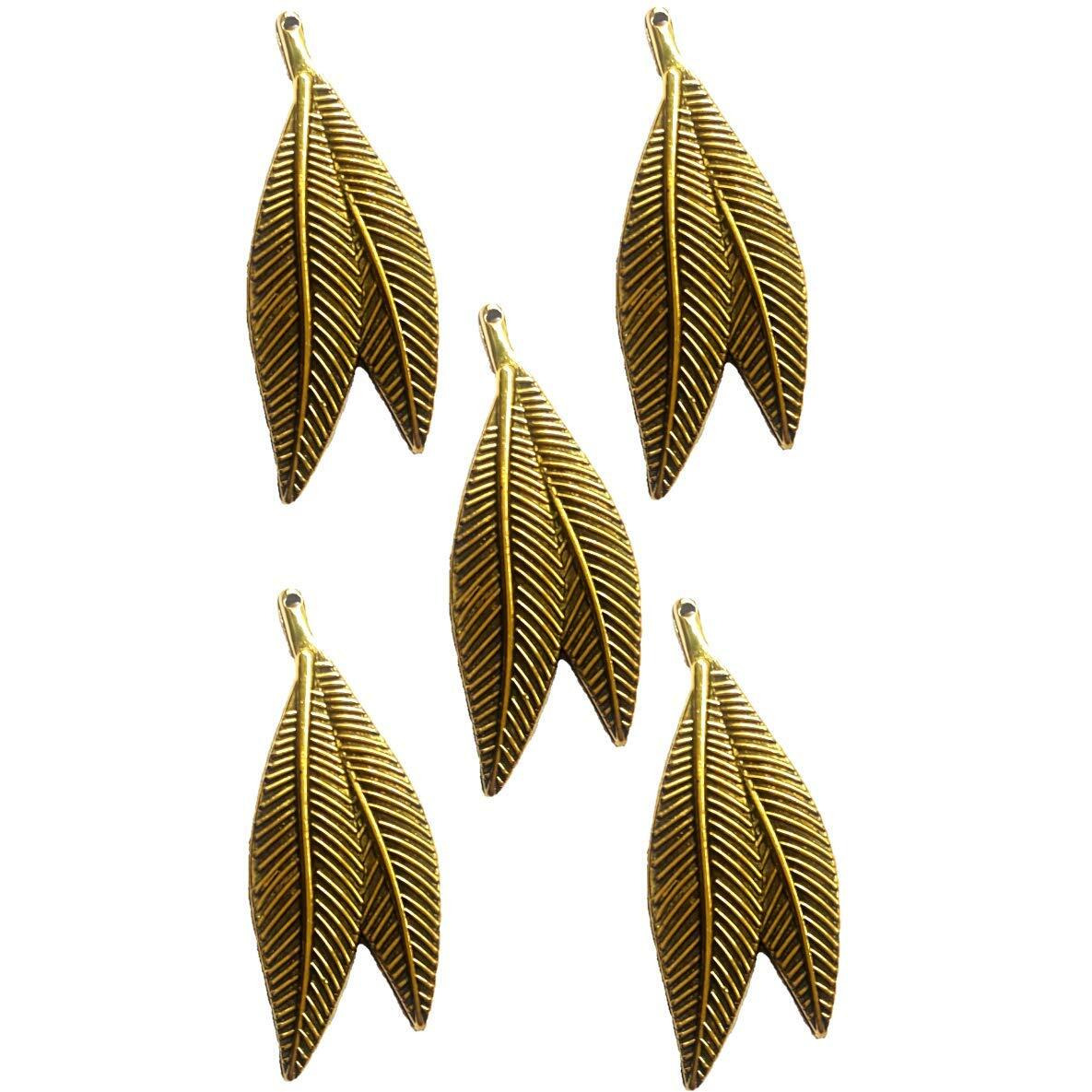 Paushak Boutique Antique Golden Designer Leaf Button (Piece Of 5)