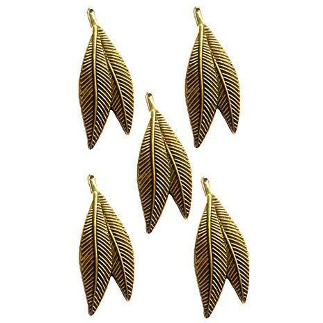 Paushak Boutique Beautiful Antique Golden Designer Leaf Button (Piece Of 5)