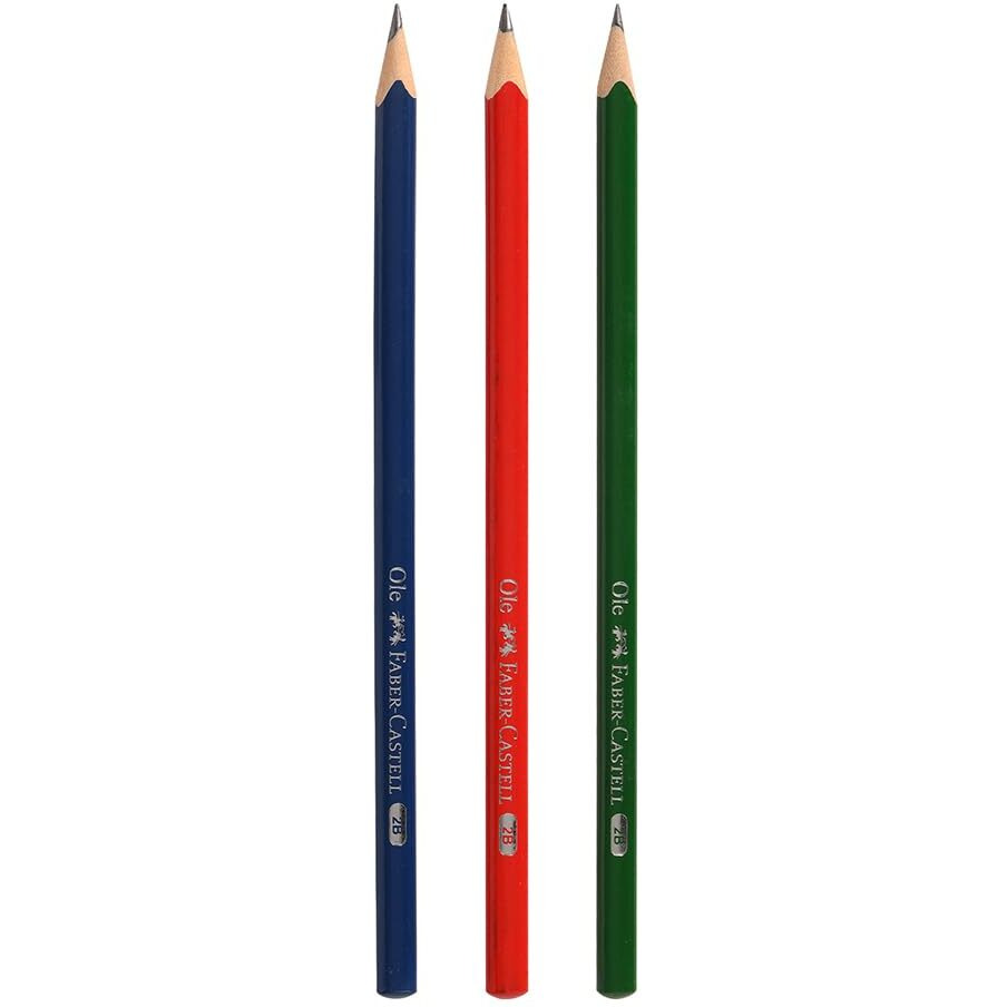 Faber-Castell 30 Ole Pencils Jar  Ergonomic Triangular Pencils With Sharpener & Eraser | Multicolor Set For Writing & Drawing
