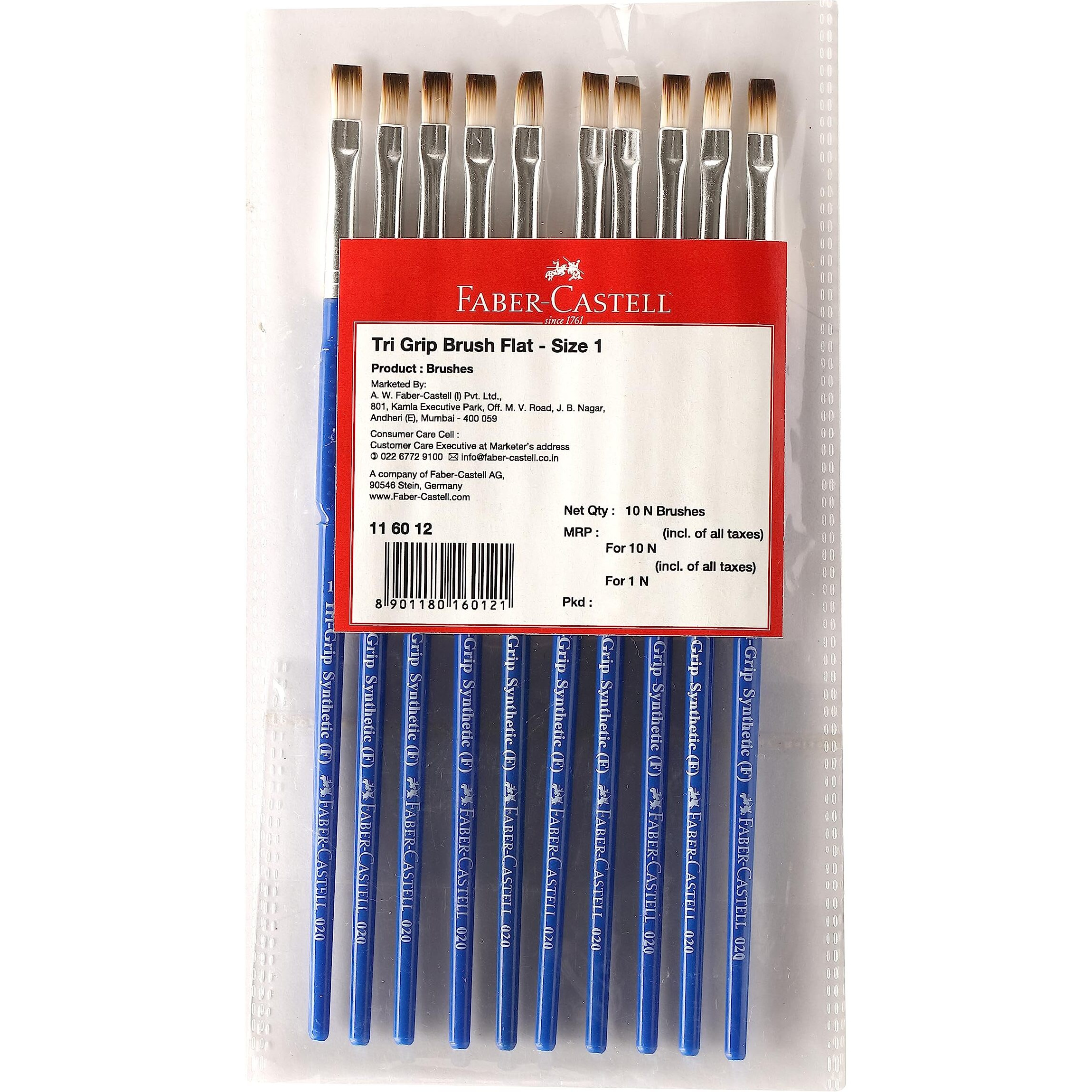 Faber-Castell Tri Grip Synth Hair Flat Size 1 Pck-10