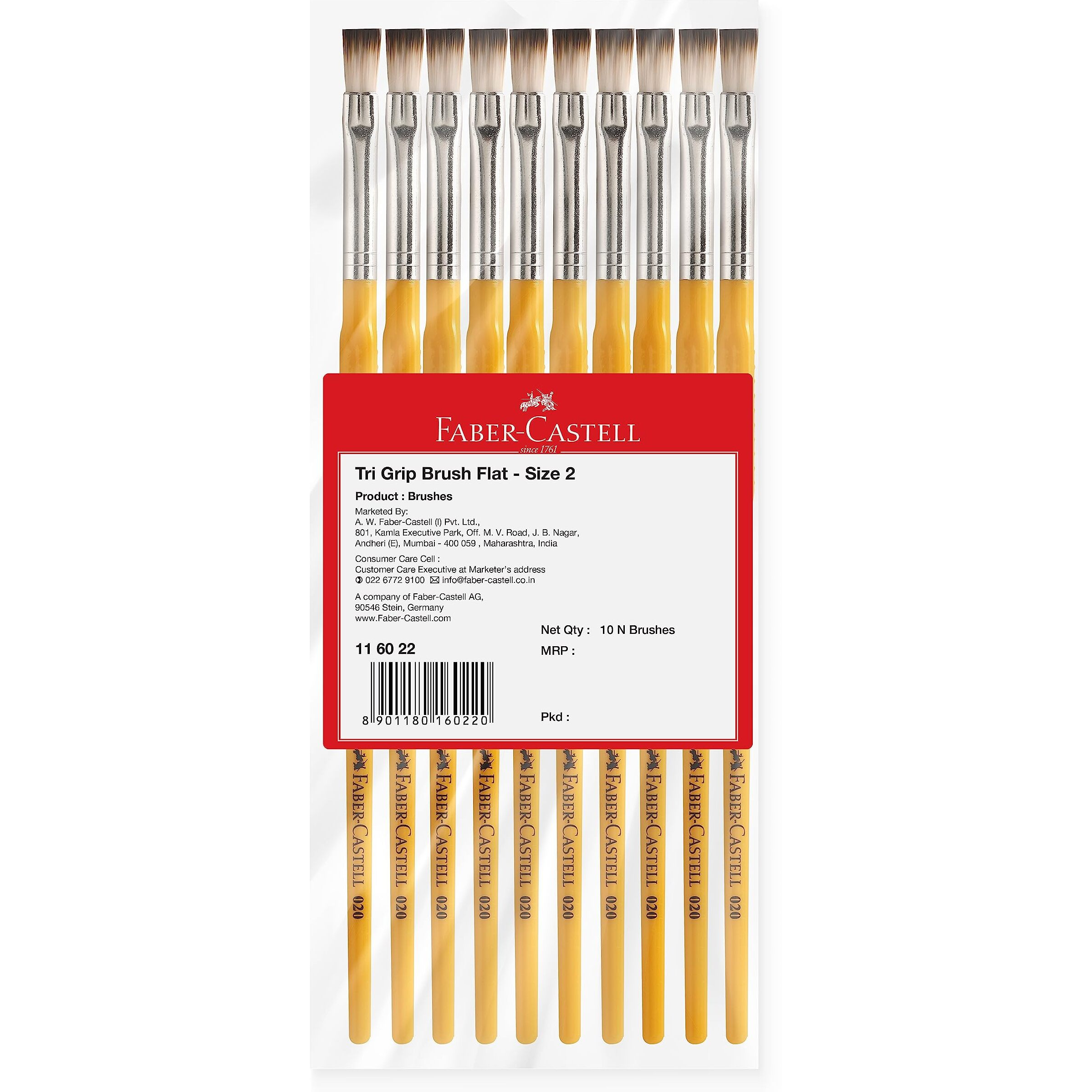 Faber-Castell Tri Grip Synth Hair Flat Size 2 Pck-10