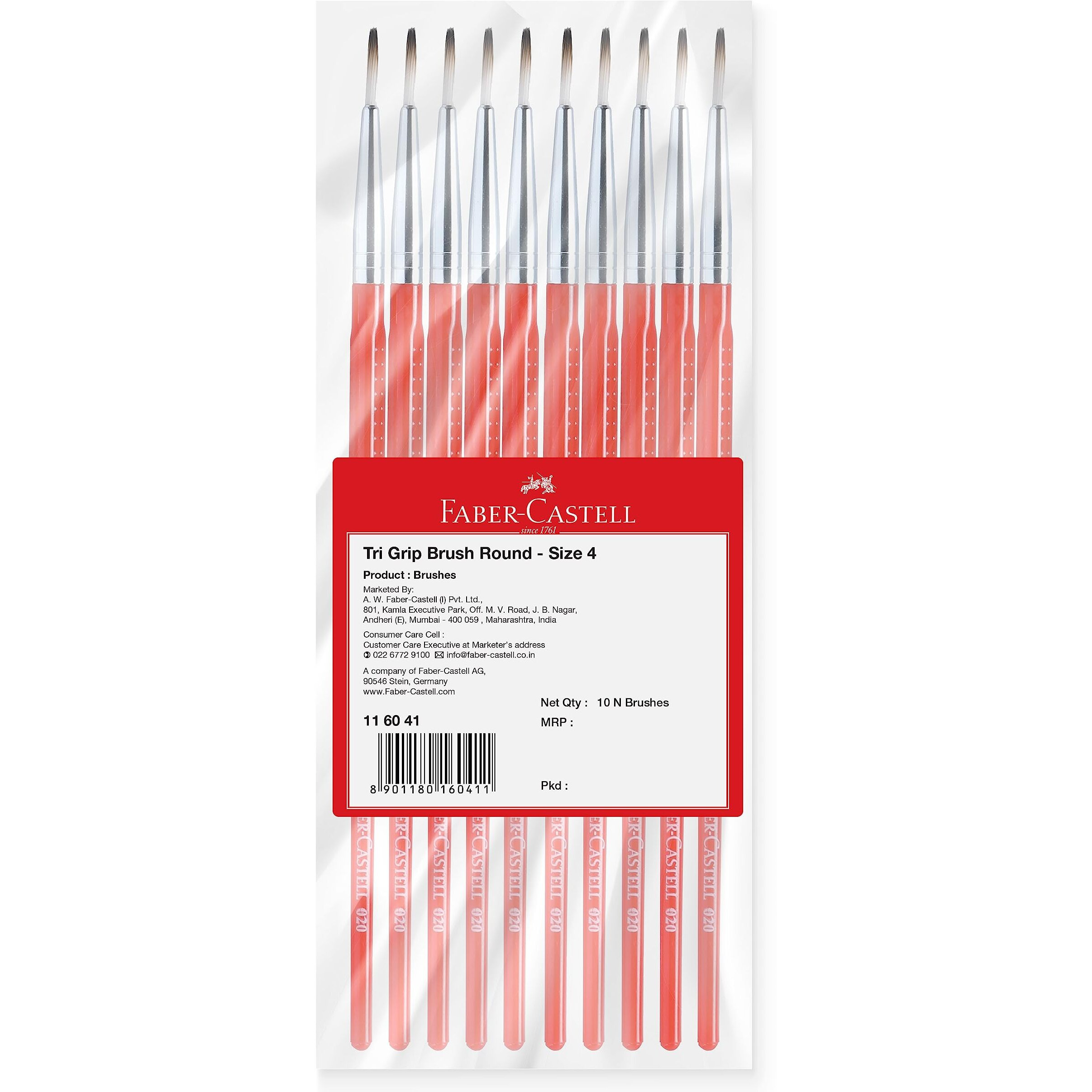 Faber-Castell Tri Grip Synth Hair Round Size 4 Pck-10