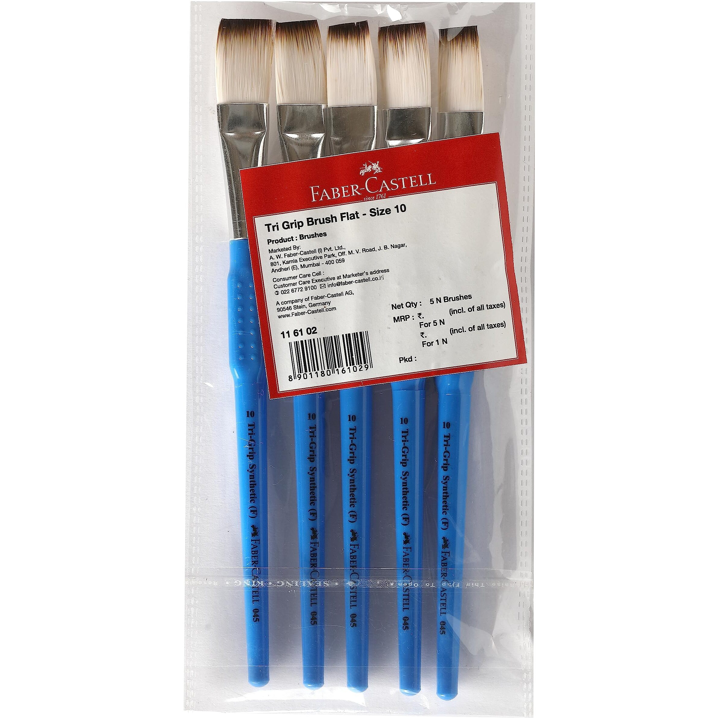 Faber-Castell Tri Grip Synth Hair Flat Size 10 Pck-5