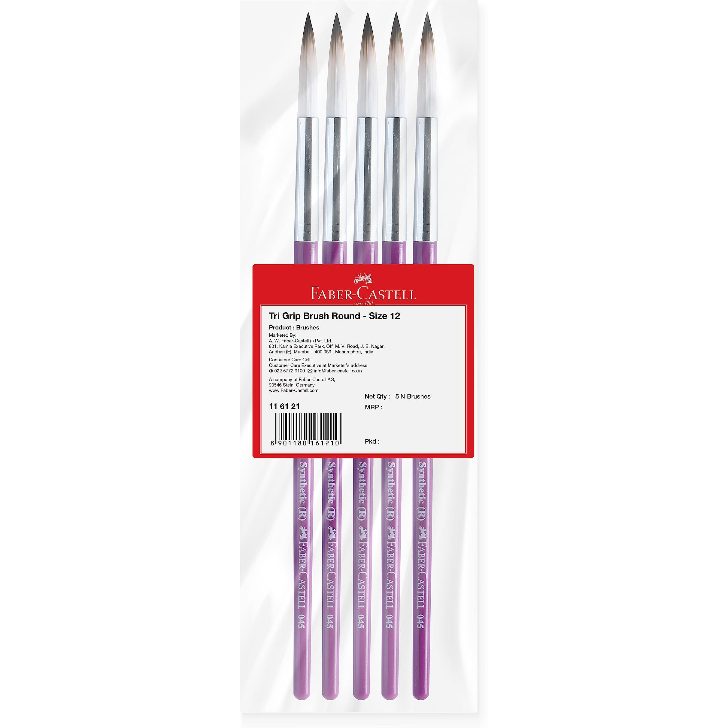 Faber-Castell 116121 Tri Grip Synth Hair Round Size 12 Pck-5