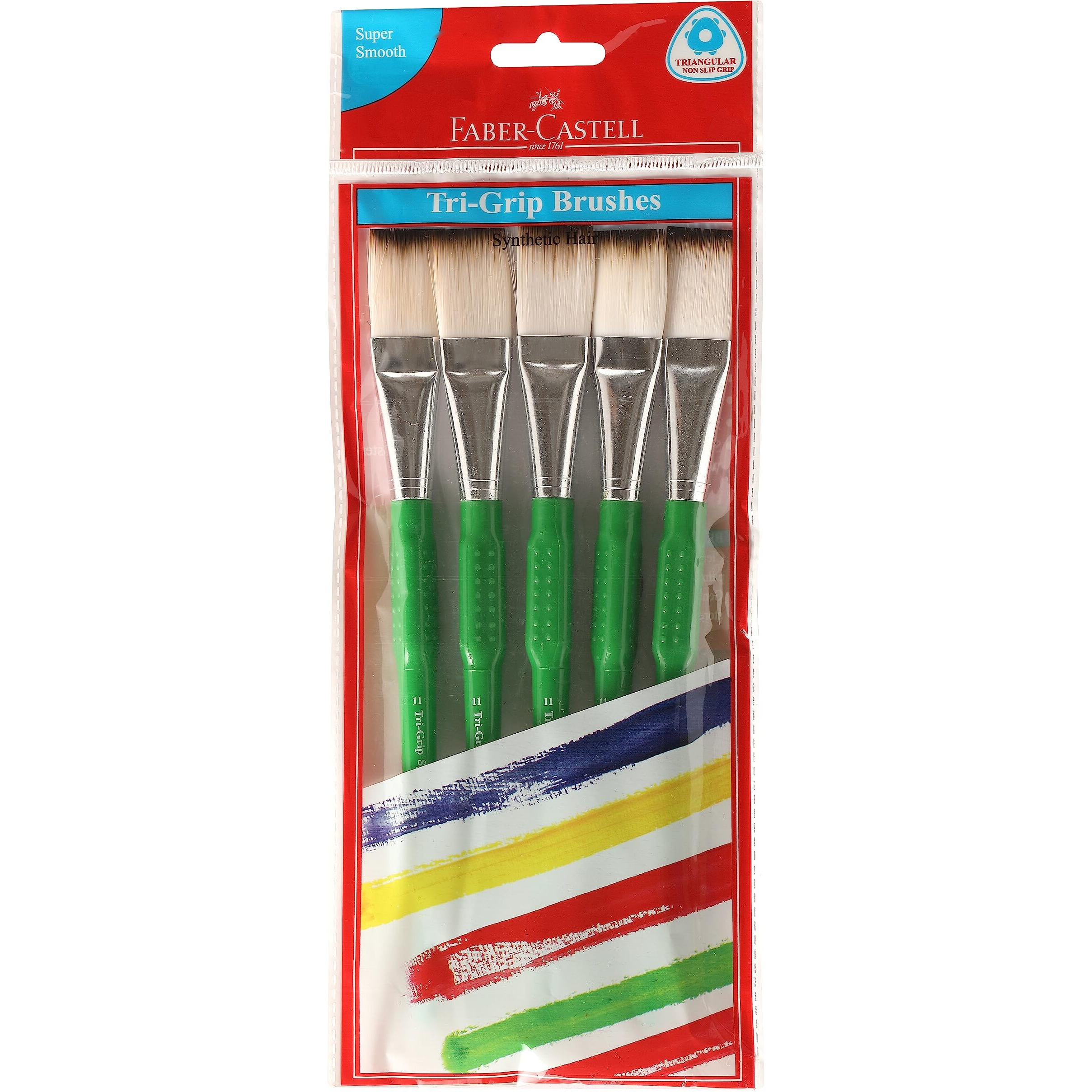 Faber-Castell Tri Grip Synth Hair Flat Size 11 Pck-5