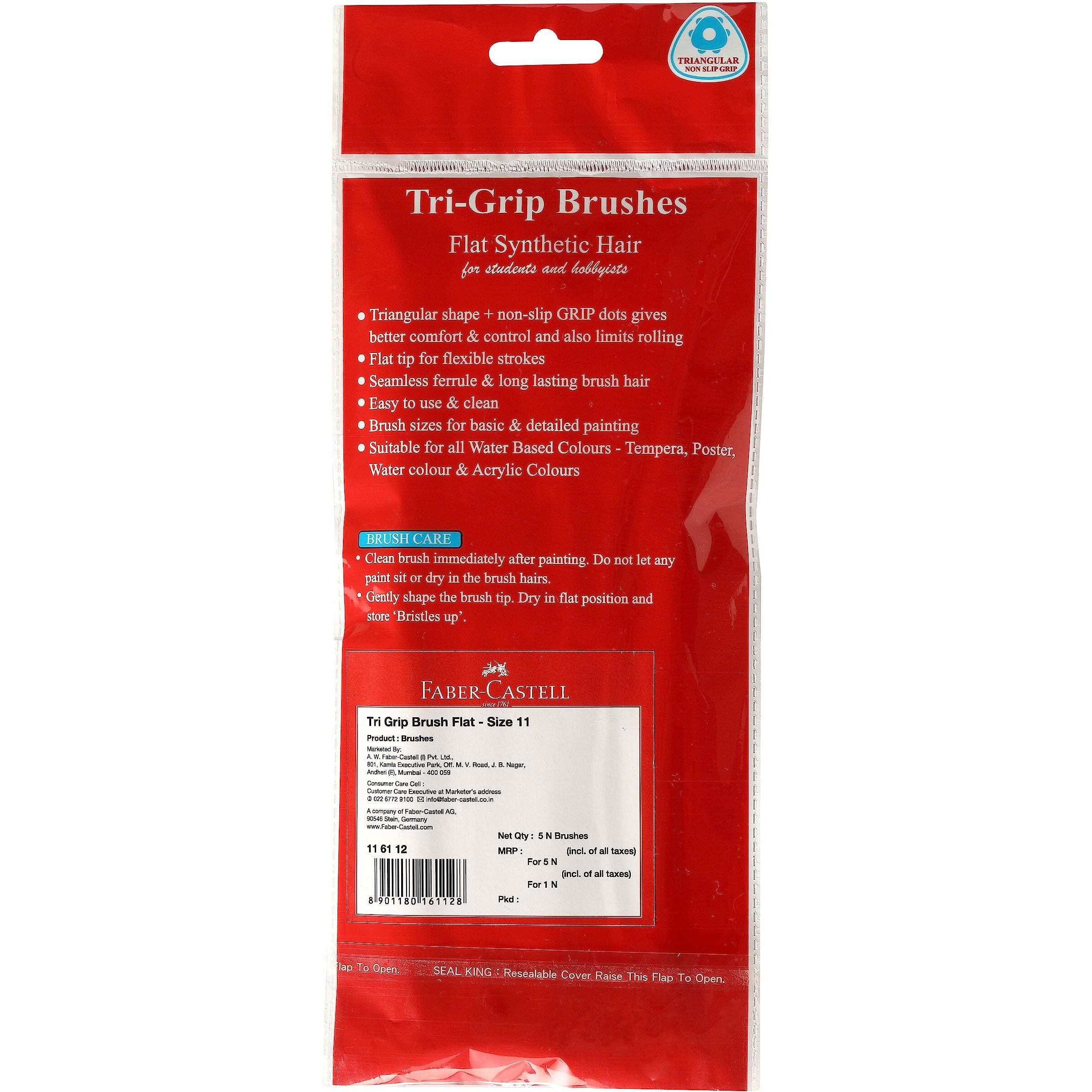 Faber-Castell Tri Grip Synth Hair Flat Size 11 Pck-5
