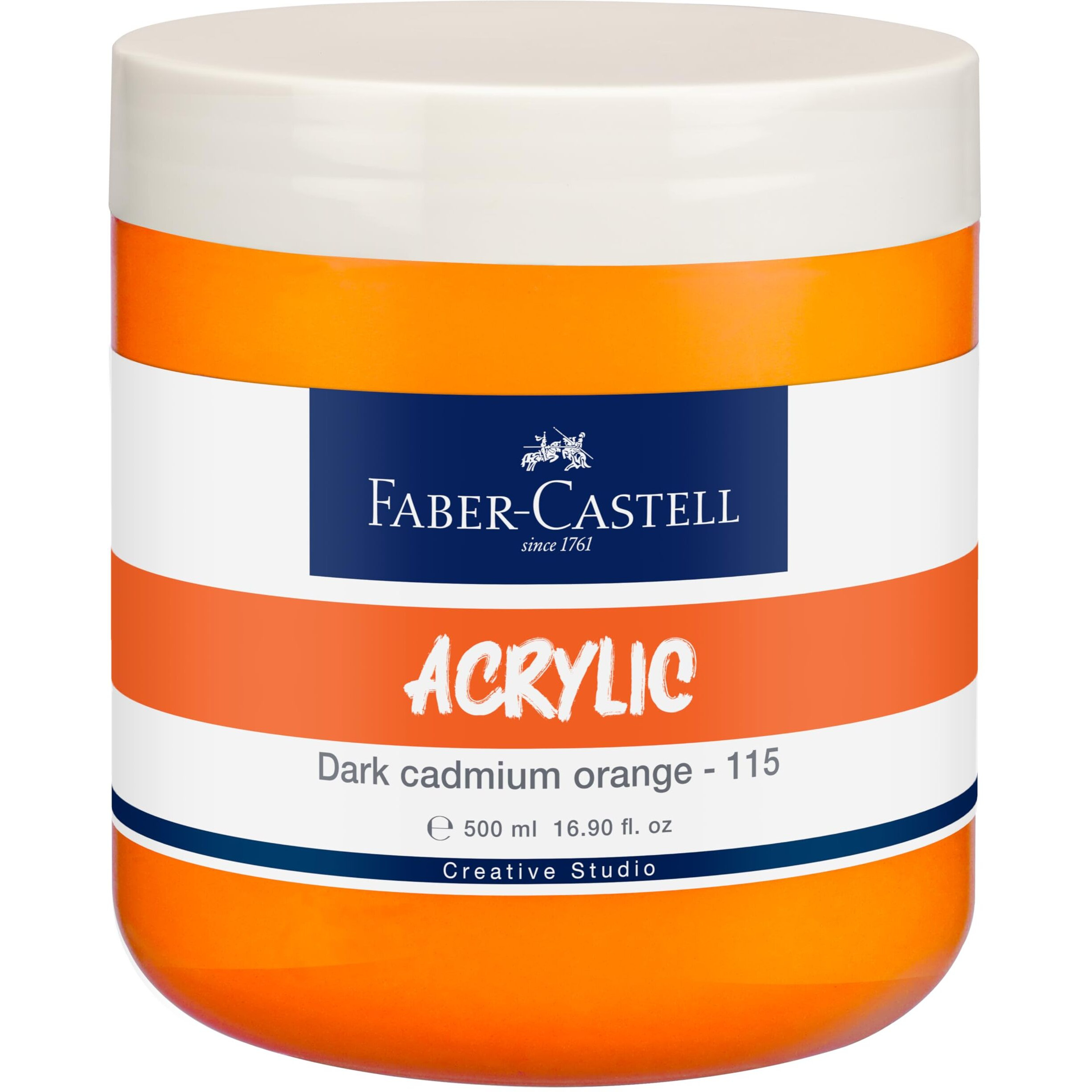Faber-Castell Creative Studio Acrylic 500Ml Jar -Dark Cadmium Orange 115