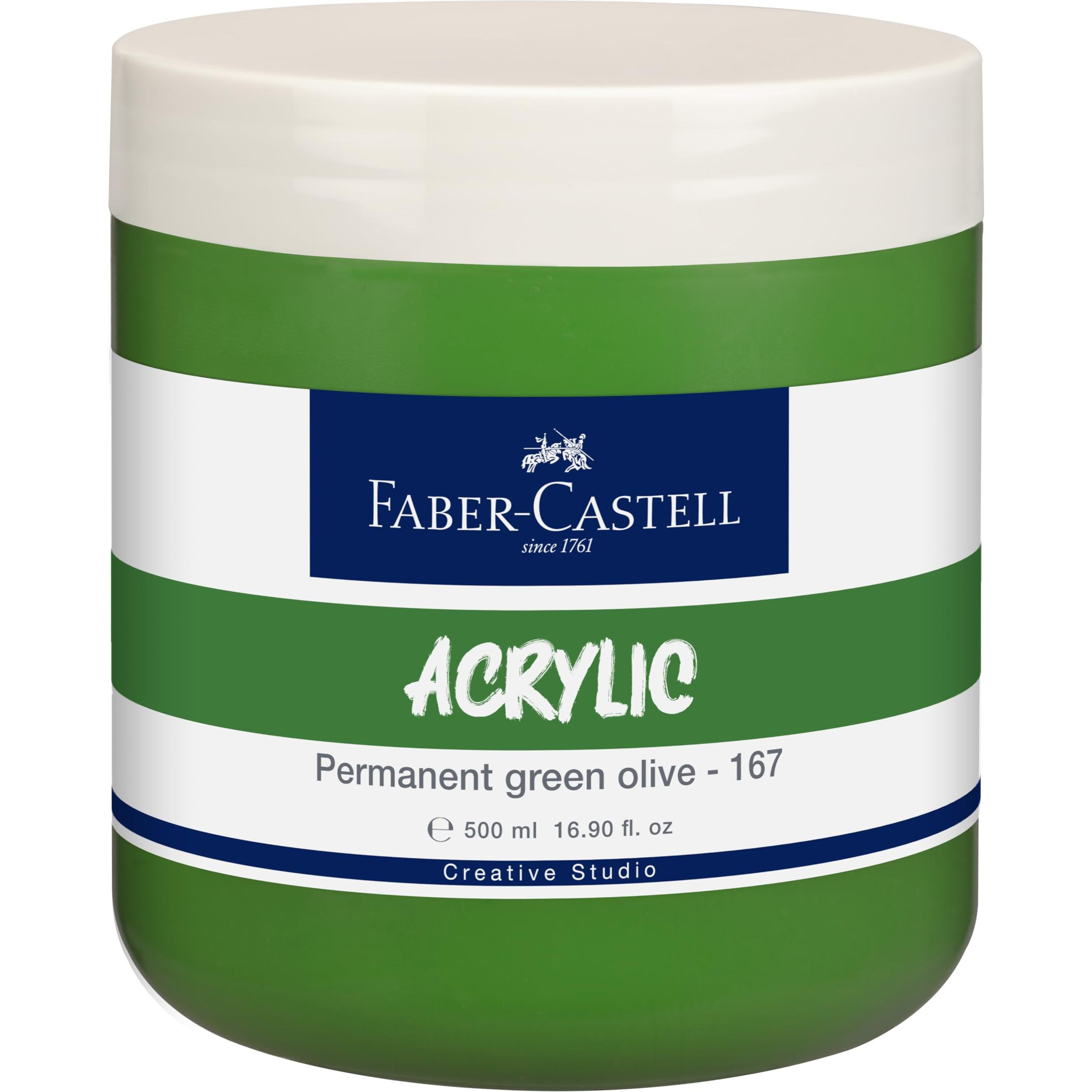 Faber-Castell Creative Studio Acrylic 500Ml Jar - Permanent Green Olive 167