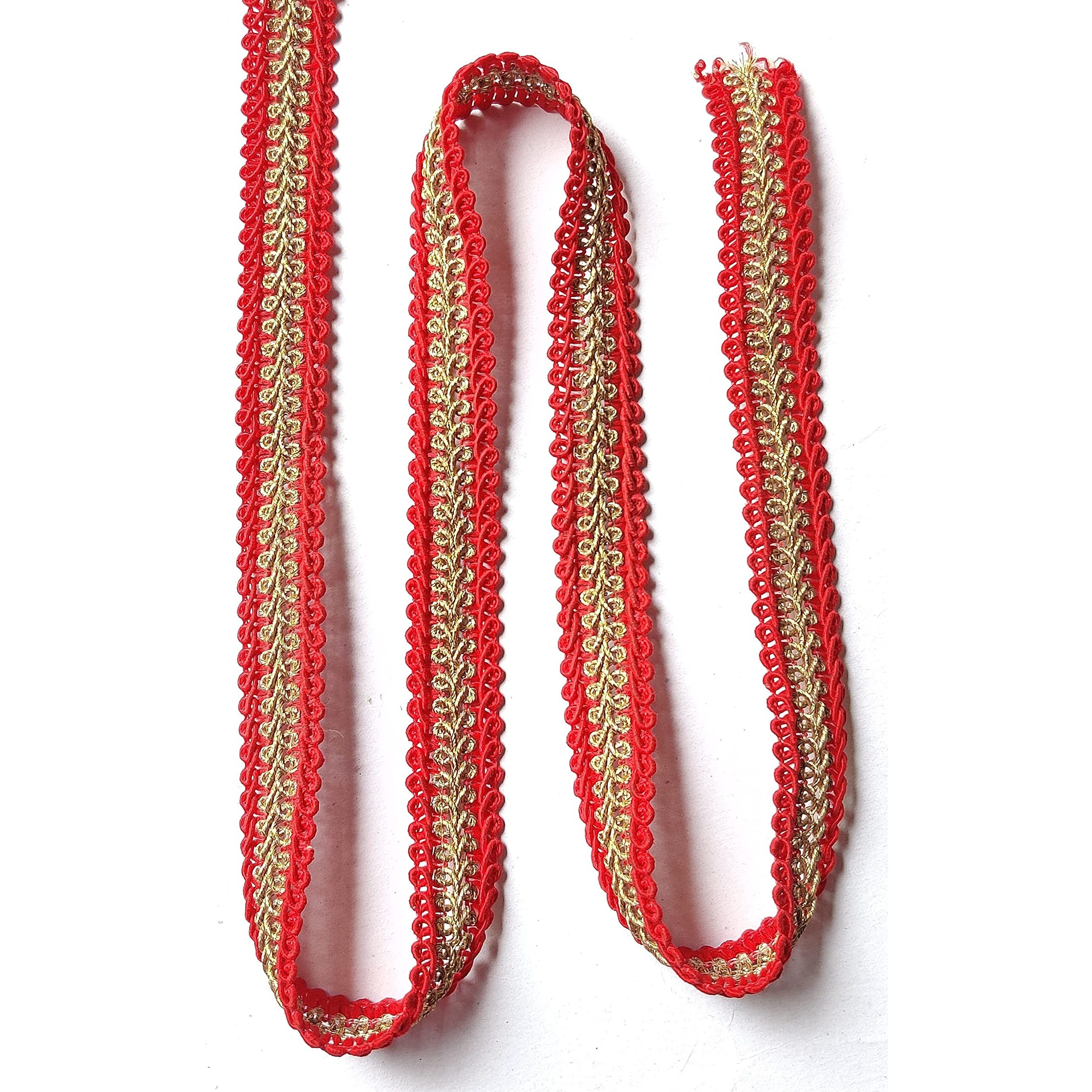 Paushak Boutique Red Kingri Designer Lace (9 Metre)