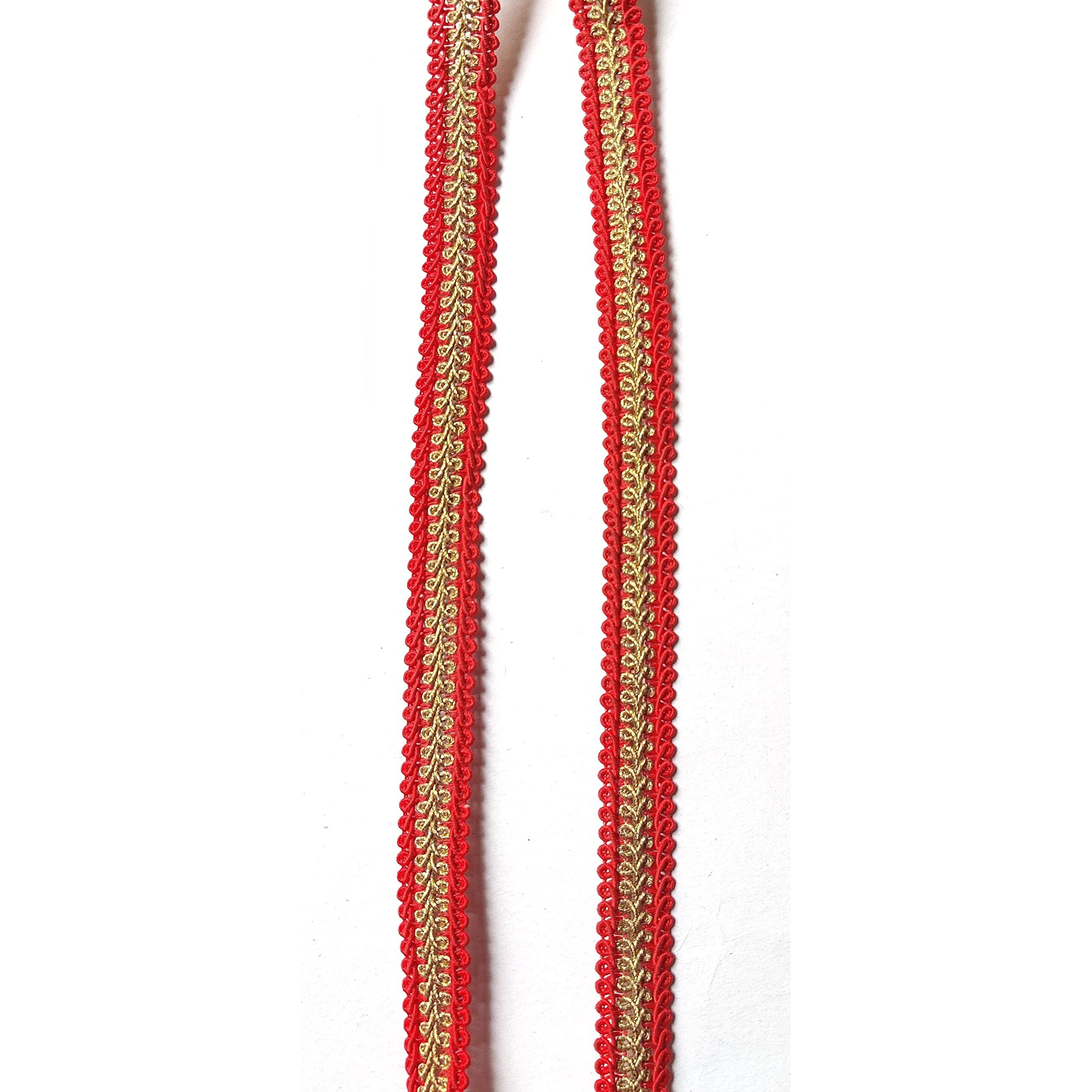 Paushak Boutique Red Kingri Designer Lace (9 Metre)