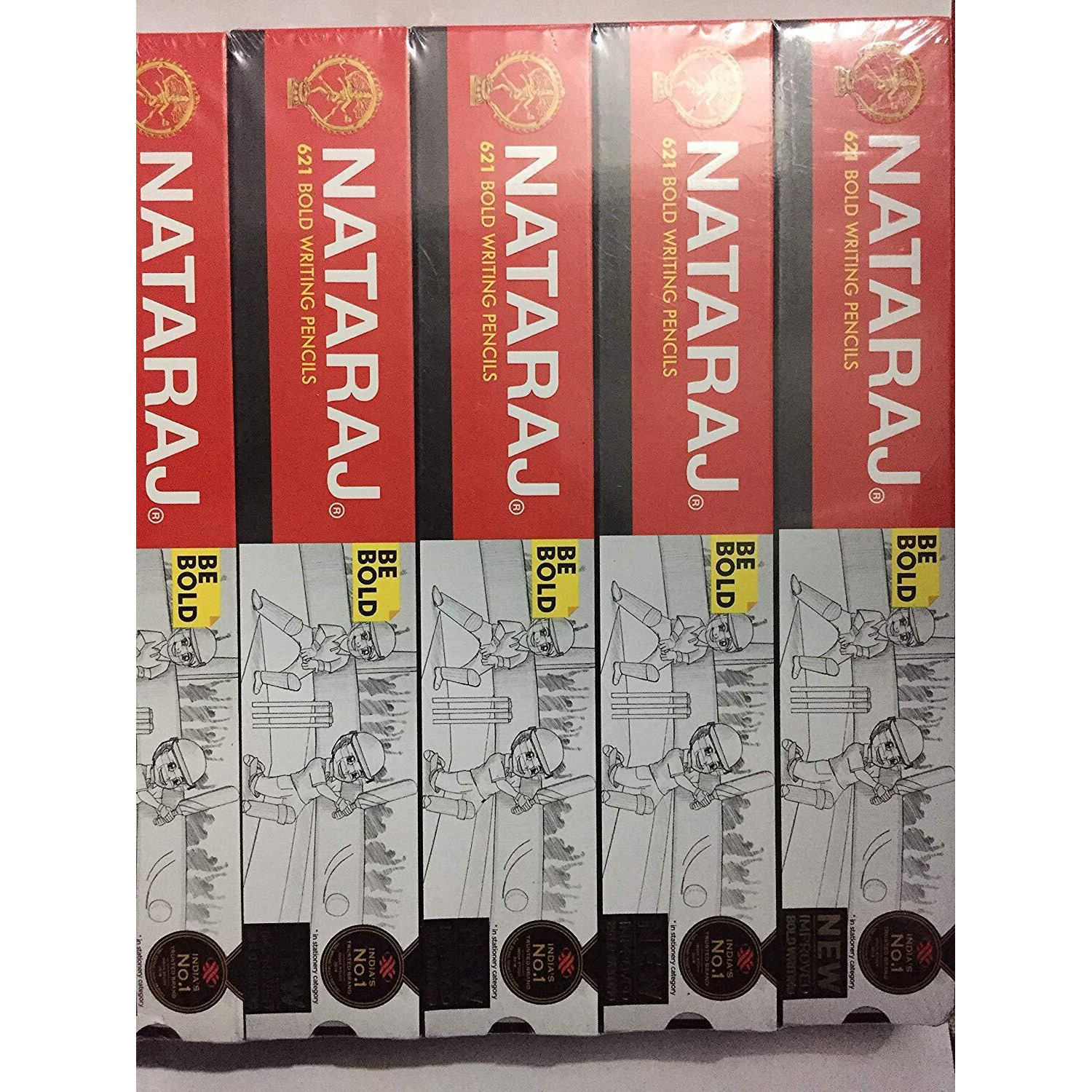 Nataraj 621 Bold Writing Pencils-Pack Of 5 Pkts.,Gray
