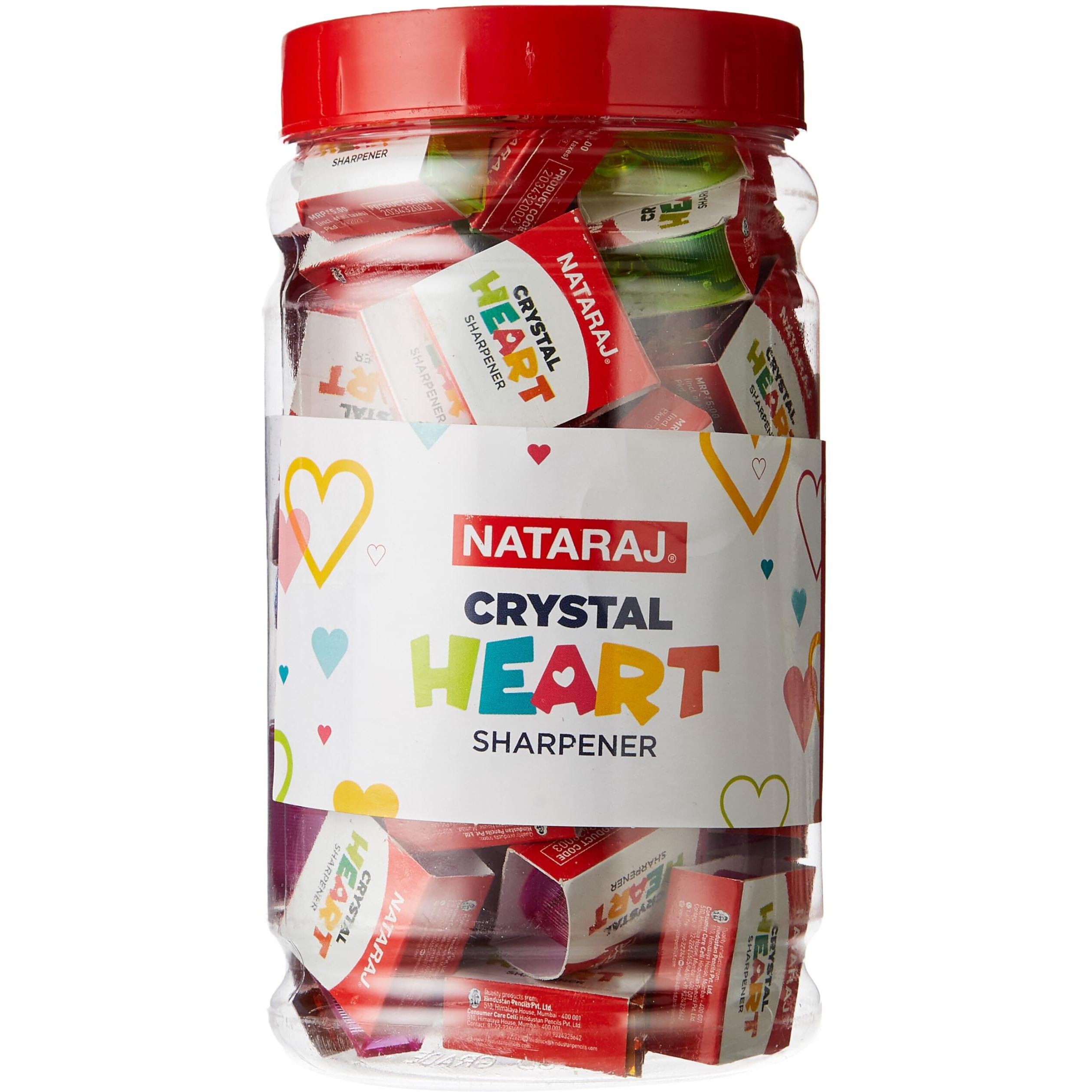 Nataraj Crystal Heart Sharpener, Heart Shaped Sharpener For Fun In Your Pencil Box, Sharpener With Comfortable Grip For Better Hold, Sharpens Perfectly Without Breakage (Pack Of 50)
