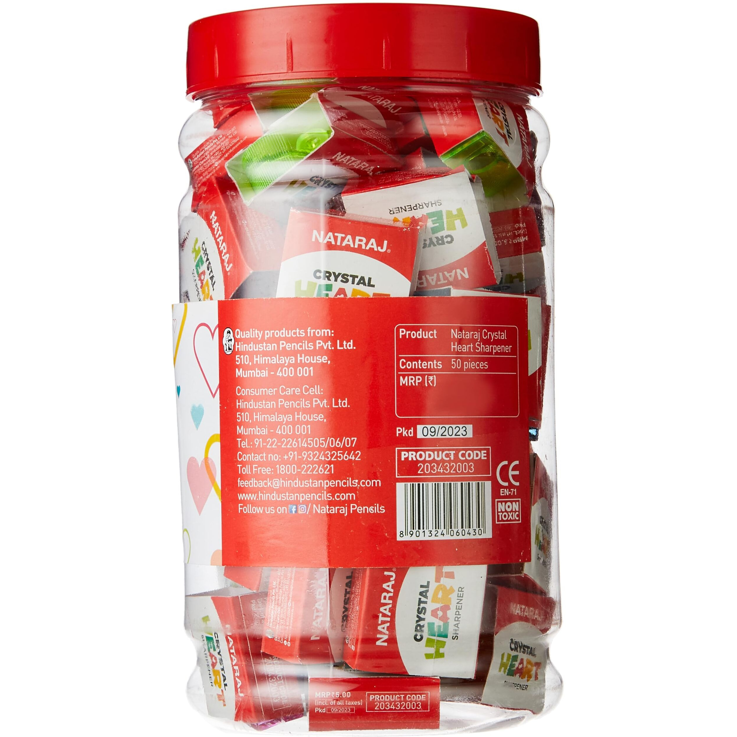 Nataraj Crystal Heart Sharpener, Heart Shaped Sharpener For Fun In Your Pencil Box, Sharpener With Comfortable Grip For Better Hold, Sharpens Perfectly Without Breakage (Pack Of 50)