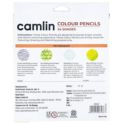 Camlin Kokuyo 4192567 24-Shade Full Size Colour Pencil Set (Assorted)