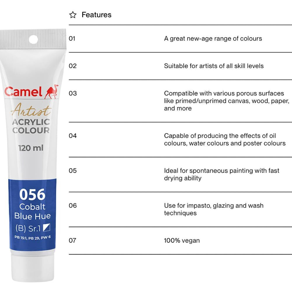 Camlin Kokuyo Cobalt Blue Hue Artist Acrylic Color-120 Ml
