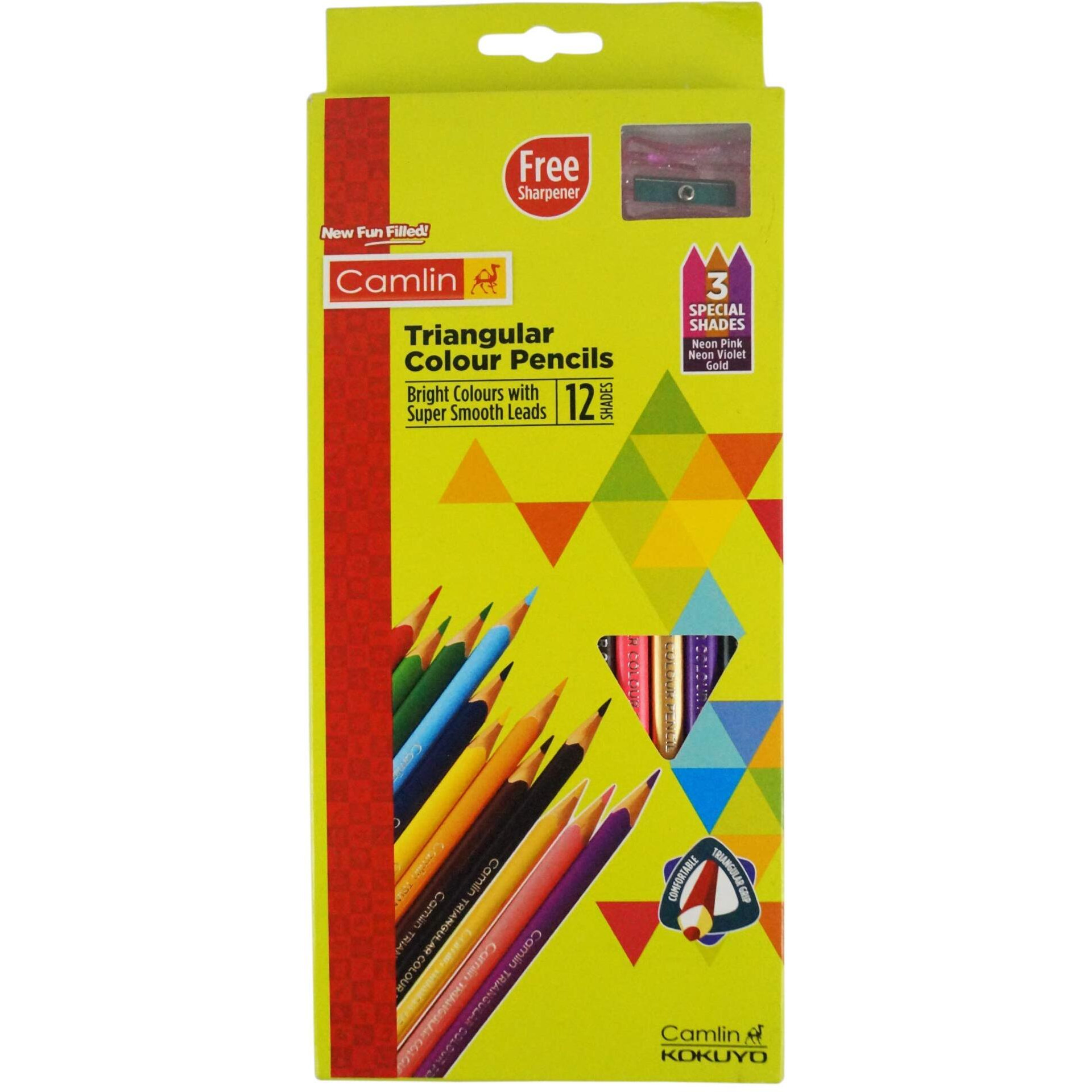 Camlin Triangular Colour Pencils - 12 Shades (Multicolor)