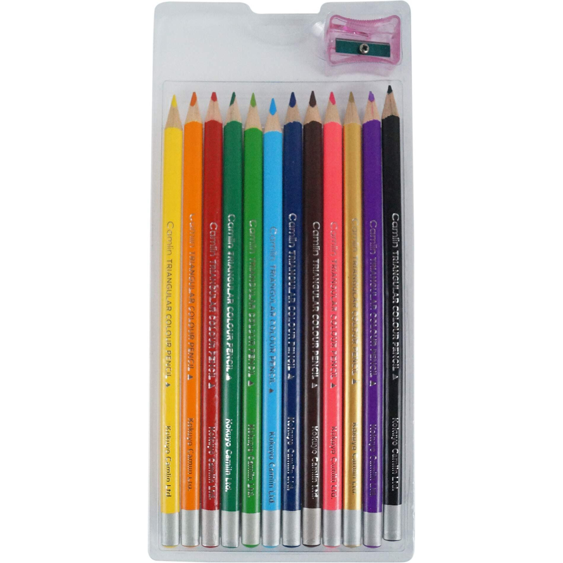 Camlin Triangular Colour Pencils - 12 Shades (Multicolor)