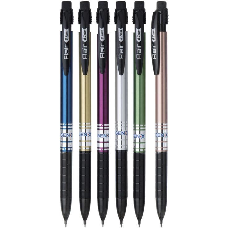 Flair Creative Series Gen X 0.7Mm Mechanical Pencil Pouch Pack | Lightweight Body With Comfortable Grip Which Offers Smooth & Easy Writing | Stylish Outer Body | Pack Of 20 Pencils