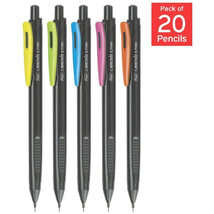 Flair Creative Series Carbonix Neo 0.7Mm Mechanical Pencil Pouch Pack | Triangular Barrel For Easy Holding | Smooth Writing & Lightweight Body | Pack Of 20 Pencils