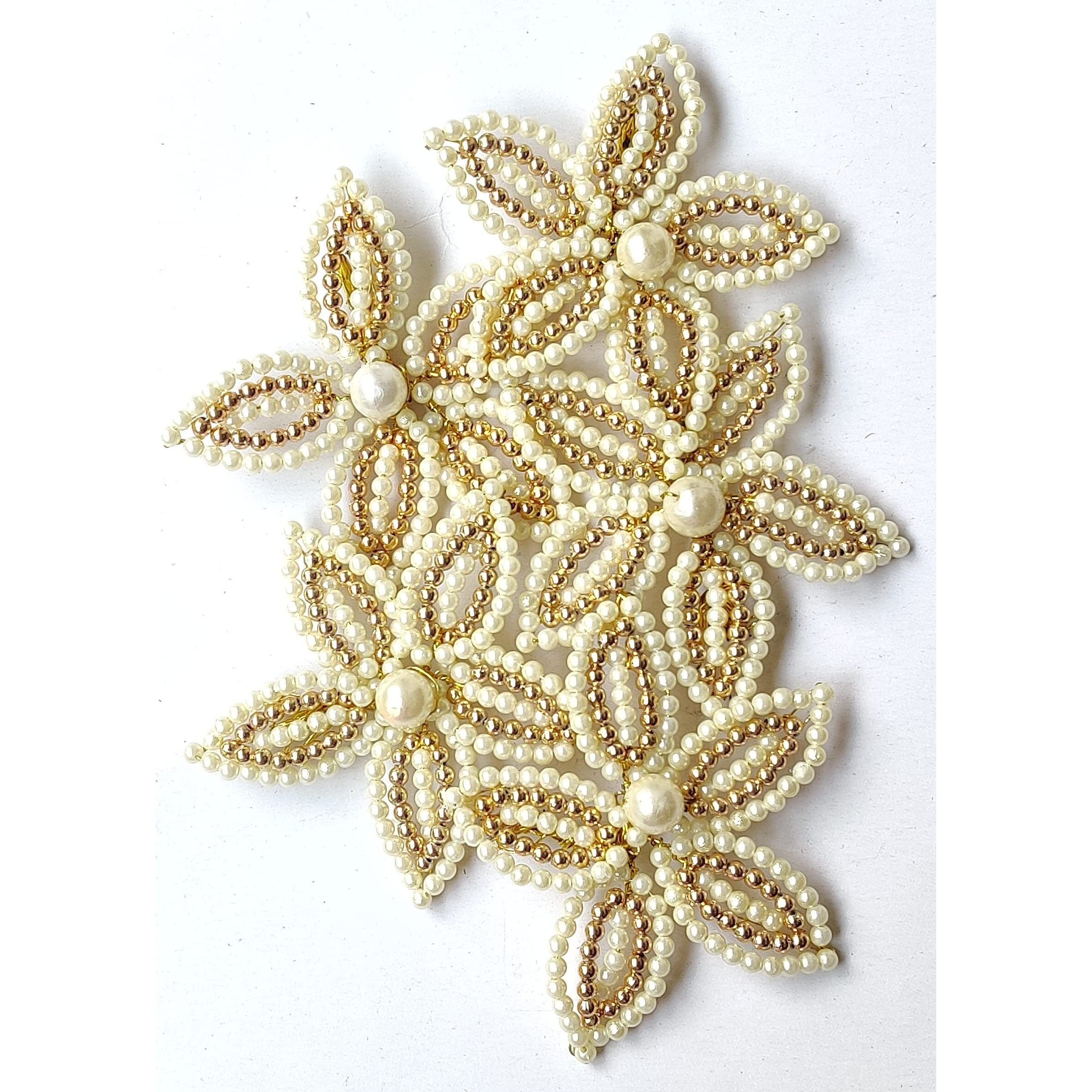 Paushak Boutique Off White Moti Flower For Decoration(Piece Of 5)