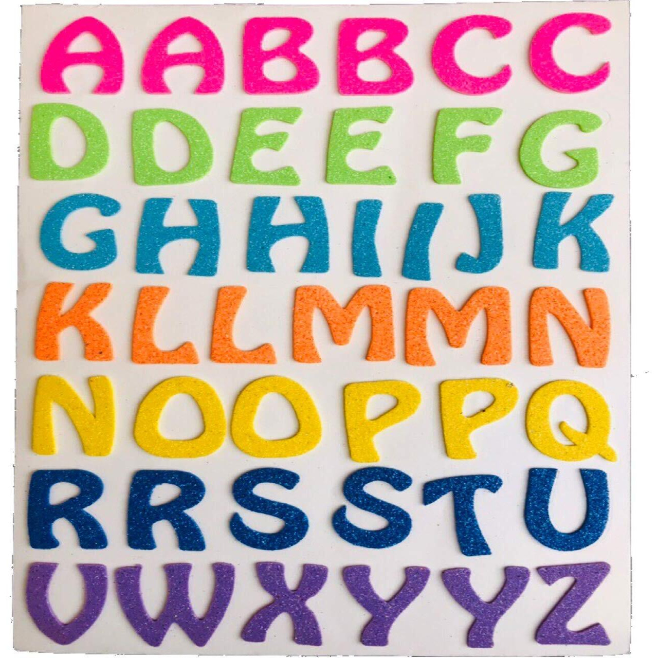Kcr Eva Foam Neon Glitter Alphabets Self Adhesive Stickers For Kids, Children Learning Or Art & Craft(Set Of 3)