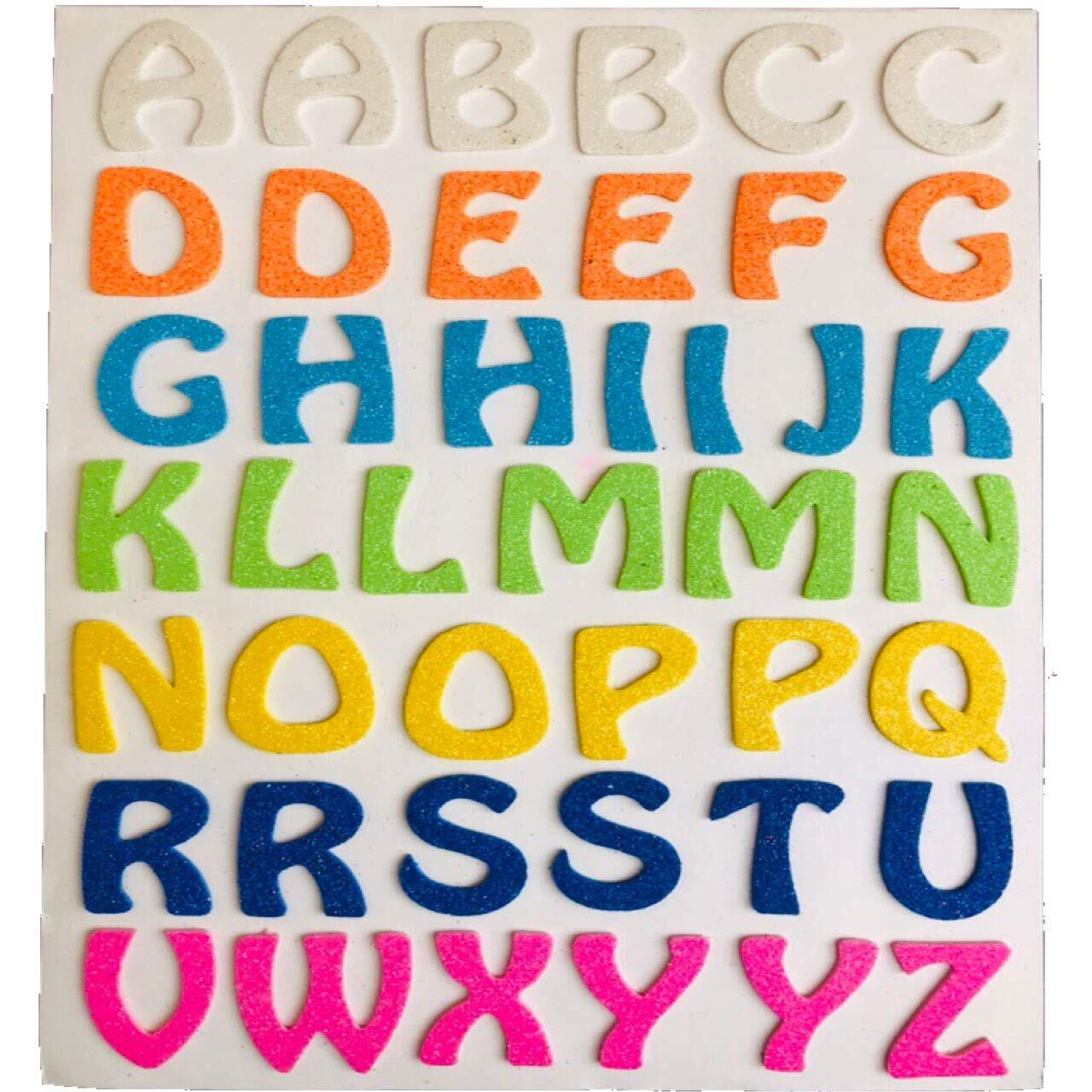 Kcr Eva Foam Neon Glitter Alphabets Self Adhesive Stickers For Kids, Children Learning Or Art & Craft(Set Of 3)
