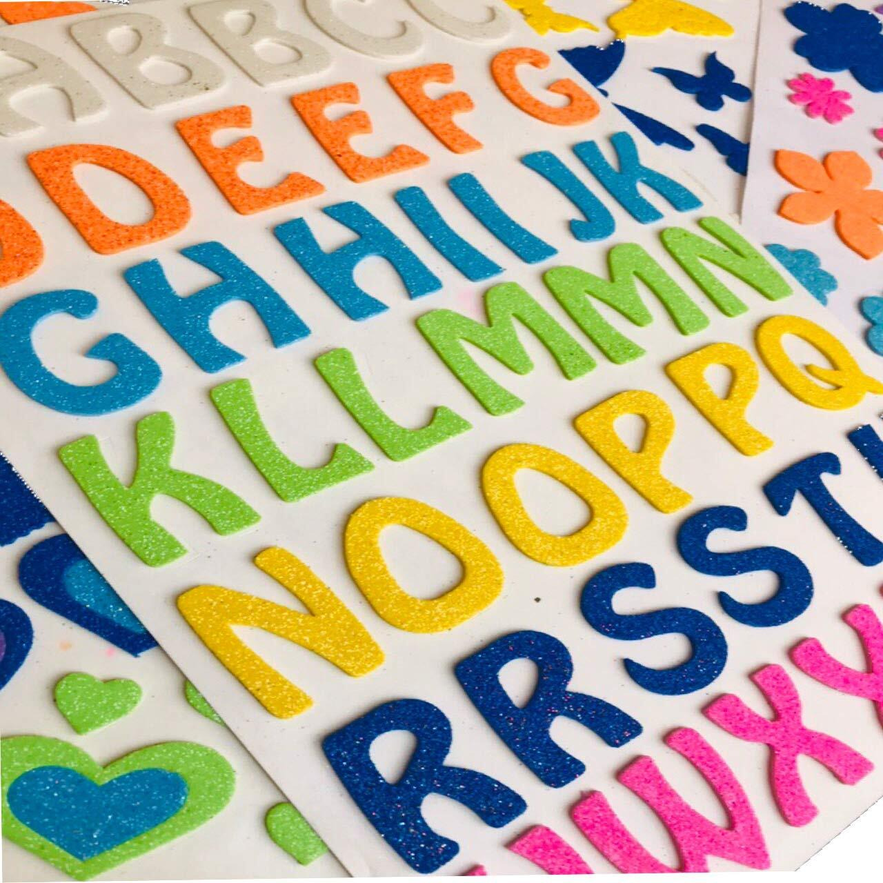 Kcr Eva Foam Neon Glitter Alphabets Self Adhesive Stickers For Kids, Children Learning Or Art & Craft(Set Of 3)