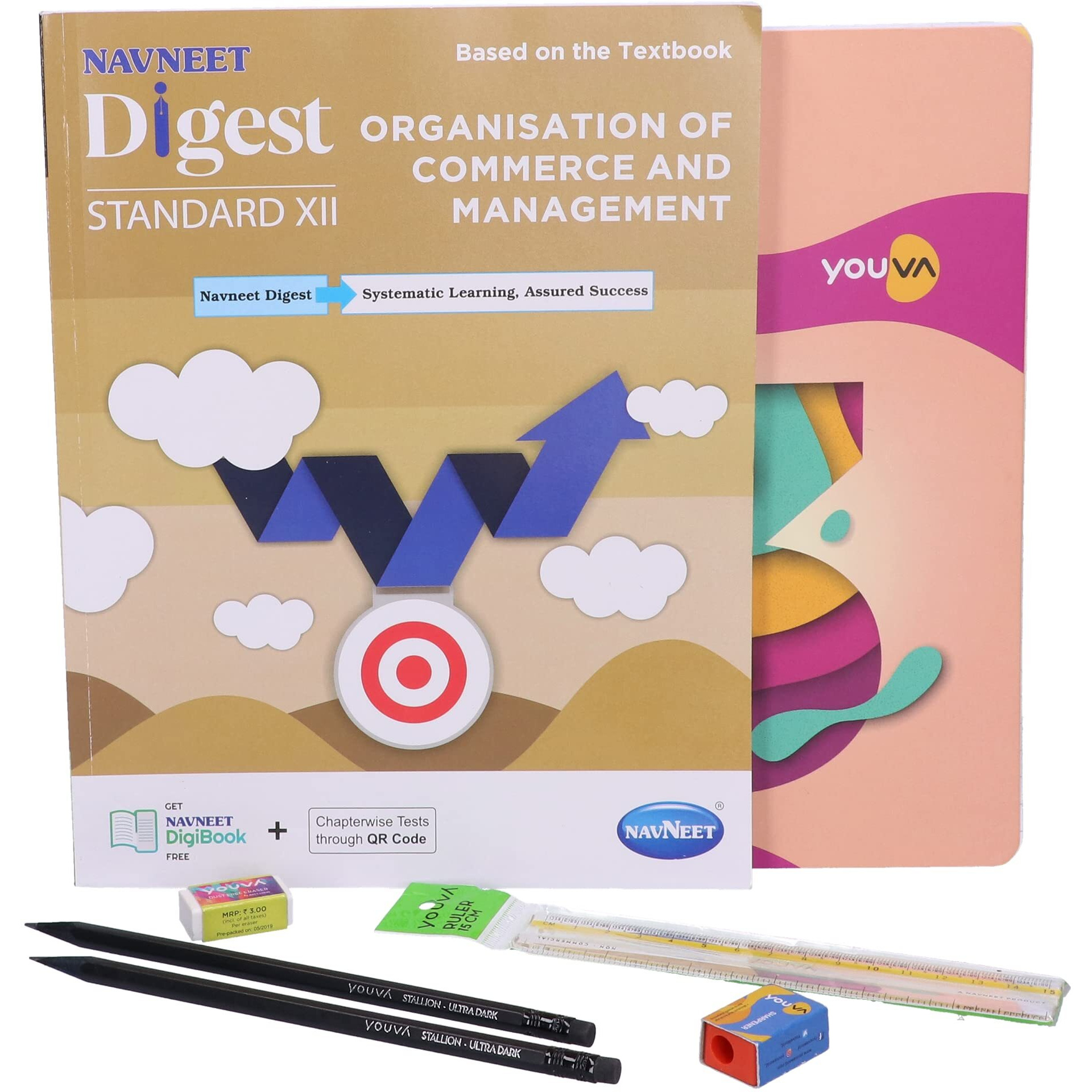 Navneet Youva Happiness Combo Organisation Of Commerce & Management Study Kit (1 Digest + 1 Long Book + 2 Pencils + 1 Sharpener + 1 Eraser + 1 Scale), (23946)