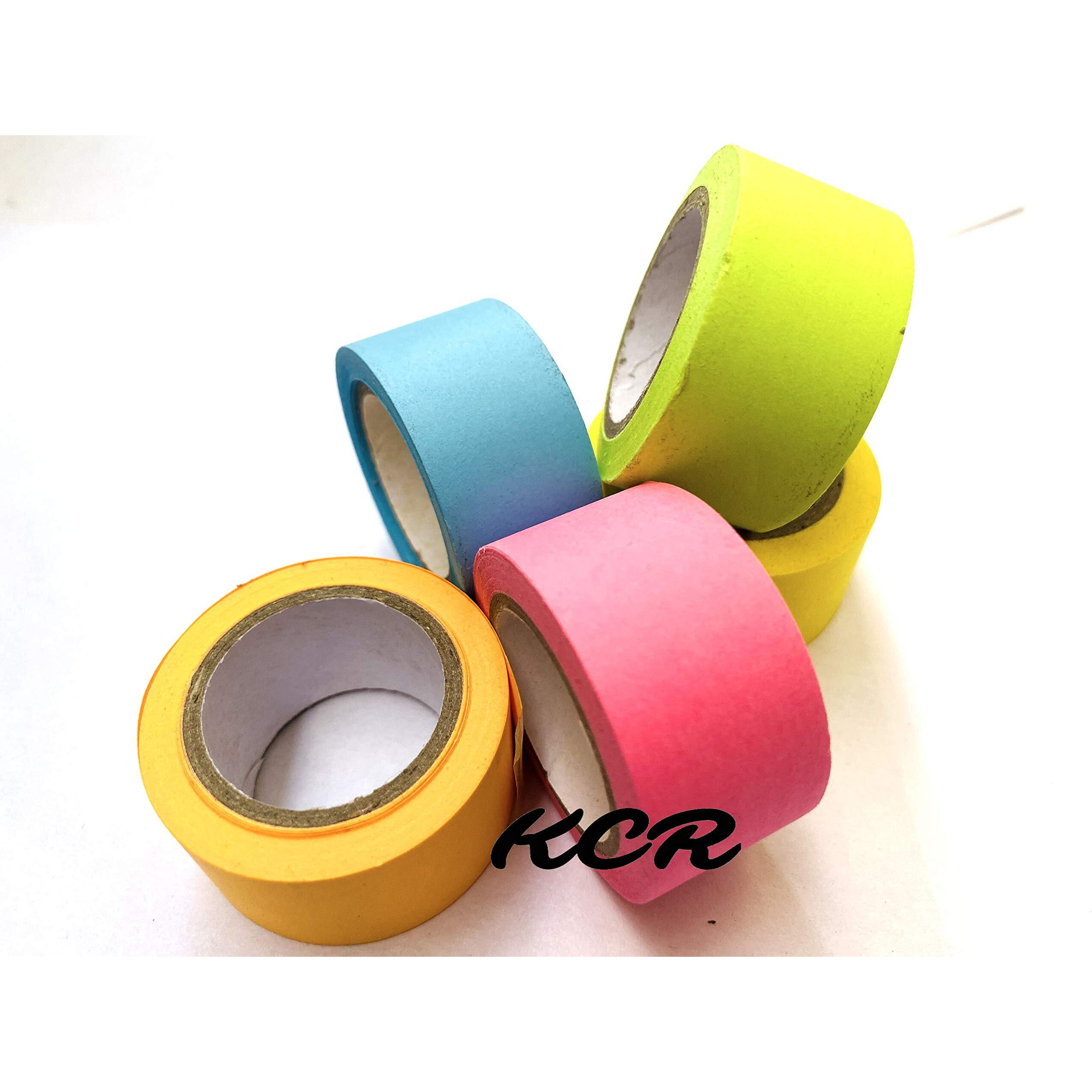Kcr Colorful Neon Attractive Shades Adhesive Paper Tape For Art & Craft,Project Work(20Mm X 5Mtr) (Set Of 5 Tapes)
