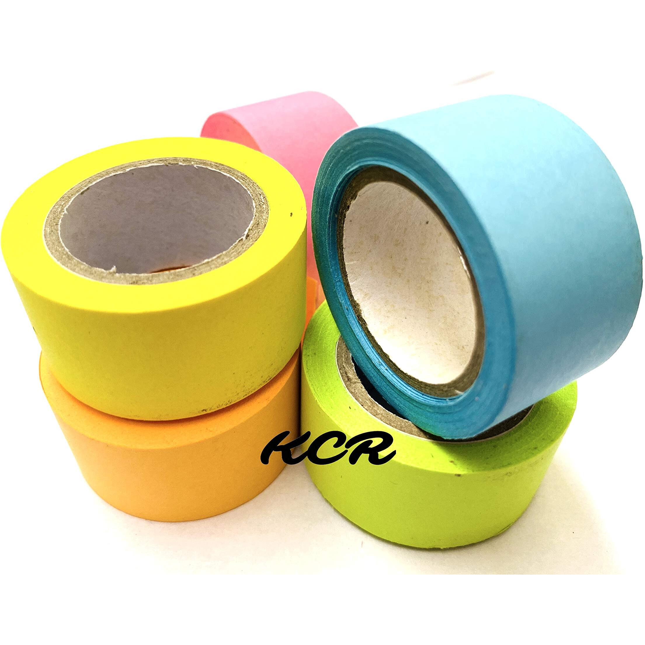 Kcr Colorful Neon Attractive Shades Adhesive Paper Tape For Art & Craft,Project Work(20Mm X 5Mtr) (Set Of 5 Tapes)