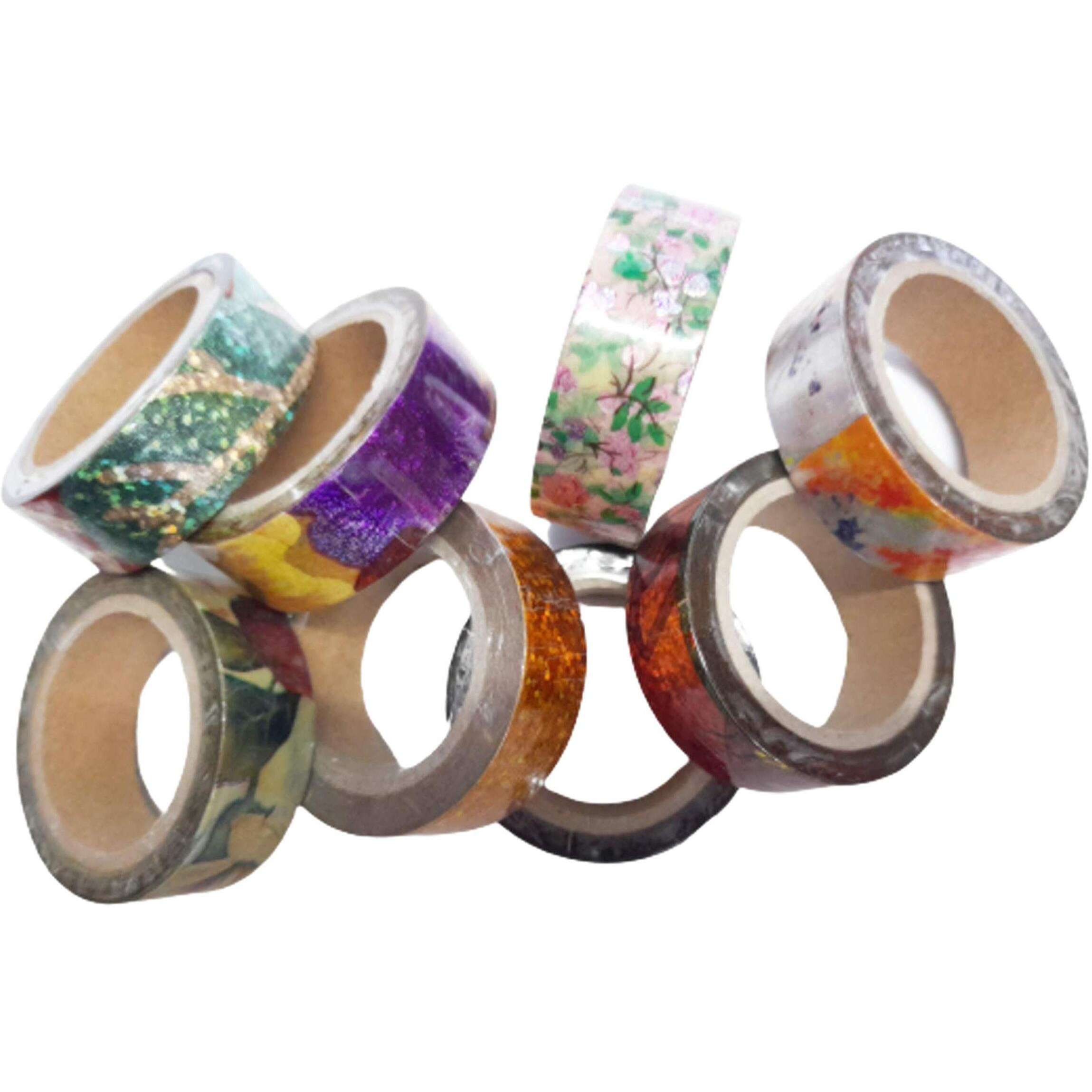 Kcr Colorful Printed Scrapbooking Masking Tape For Art & Craft And Other Decorative Purposes(15 Mm X 10 Mtr) (Set Of 4 Tapes)
