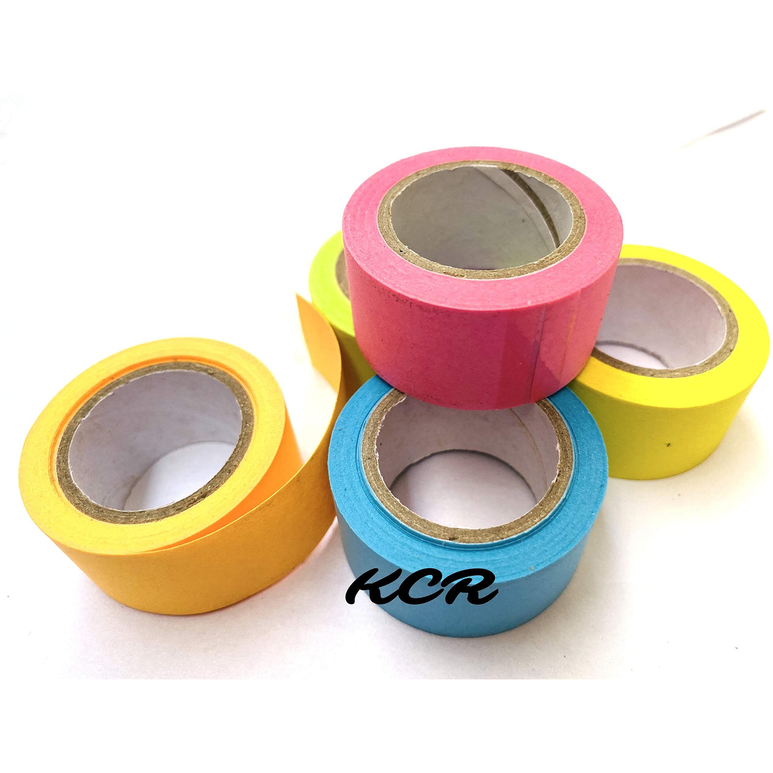 Kcr Neon Shades Adhesive Paper Tape For Art & Craft,Project Work(20Mm X 5Mtr) (Set Of 5 Tapes)