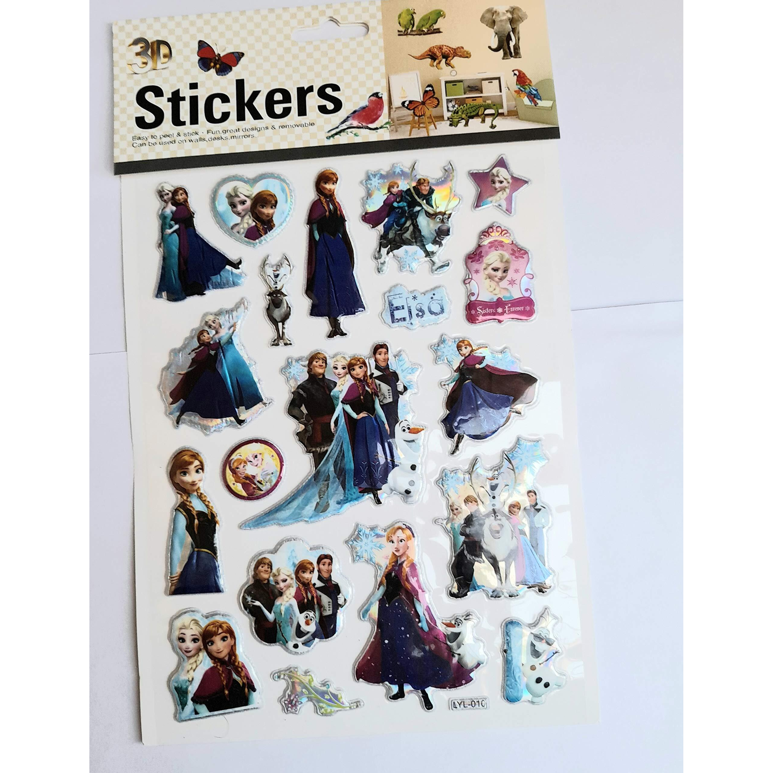 Kcr Paper Attractive Cute Foam Sparkle Princess Cartoon Self Adhesive 3D Stickers For Girls Kids Or Art & Craft - Set Of 3 (Multicolor)